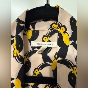 Avec Les Filles Black and Yellow Floral blouse